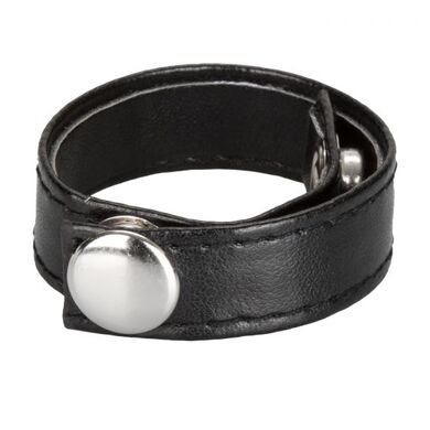 Черное кожаное эрекционное кольцо Leather 3-Snap Ring