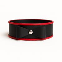 Ошейник с бантиком из эко-кожи черно красный