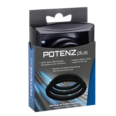 Набор черных эрекционных колец Joydivision POTENZplus