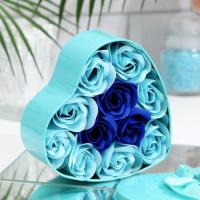 Мыльные розочки бирюзовые и синие (11 шт)
