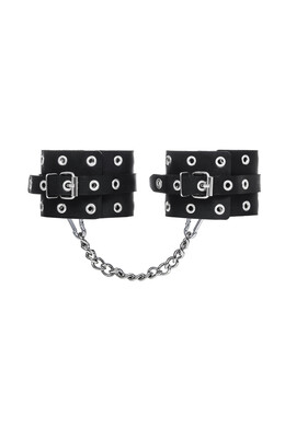 Оковы черные однослойные из натуральной кожи с люверсами Pecado