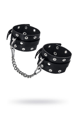 Оковы черные однослойные из натуральной кожи с люверсами Pecado