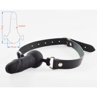 Кляп-фаллос силиконовый черный на регулируемых ремешках