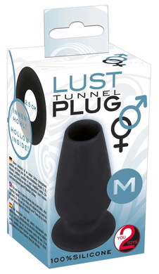 Анальный туннель чёрный Lust Tunnel Plug, размер M
