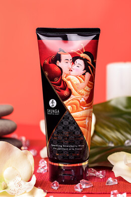 Съедобный массажный крем с ароматом клубники и шампанского Shunga Sparkling Strawberry Wine (200 мл)