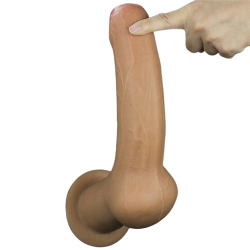 Фаллос с закрытой головкой и высоко посаженной мошонкой Dual Layered Handle Cock 28 см