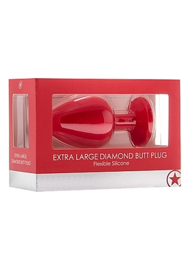 Красная анальная пробка с кристаллом Diamond Butt Plug Extra Large