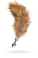 Анальная втулка серебряная с большим рыжим хвостом