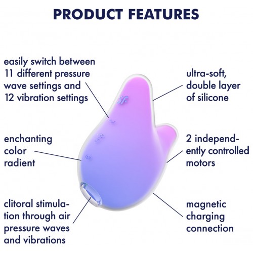 Вакуумно-волновой стимулятор с вибрацией  фиолетовый Mermaid Vibes Satisfyer