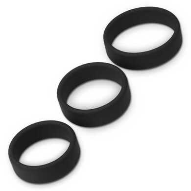 Набор из 3 плоских эрекционных колец Power Plus Soft Silicone Pro Ring черного цвета