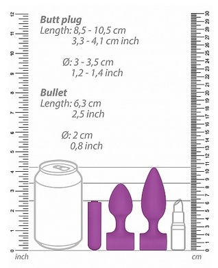 Набор фиолетовых анальных стимуляторов USB-Rechargeable Anal Set