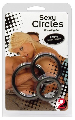 Набор черных эрекционных колец Sexy Circles