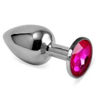 Анальная пробка из стали с кристаллом цвета фуксии Rosebud Classic S