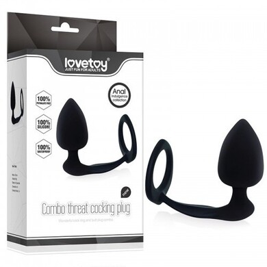 Анальная пробка с кольцом на пенис Combo Threat