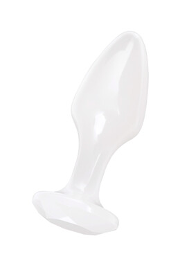 Светящаяся в темноте анальная пробка акриловая белая, размер S