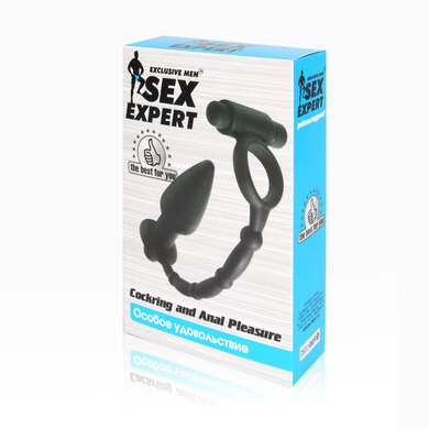 Эрекционное виброкольцо с анальным вибростимулятором «Sex Expert»