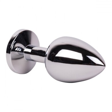 Серебряная анальная пробка с жёлтым кристаллом Sweet Lemon, размер S