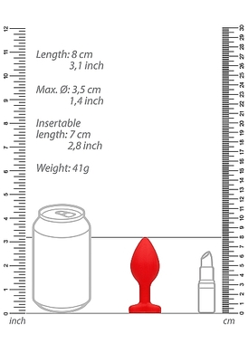 Анальная пробка красная Large Diamond Heart Butt Plug