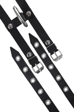 Оковы черные из натуральной кожи однослойные из двух ремешков Pecado