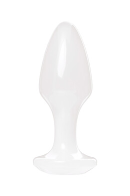 Светящаяся в темноте анальная пробка акриловая белая, размер S