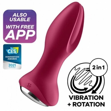 Анальный смарт-стимулятор с вибрацией и ротацией бордовый Satisfyer Rotator Plug 2+