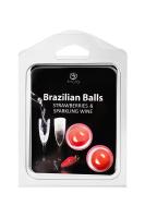 Массажное масло с ароматом клубники и шампанского Secret Play Brazilian Balls (2х4 г)
