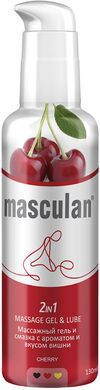 Гель-смазка Masculan 2 в 1 с ароматом и вкусом вишни массажный с дозатором (130 мл)