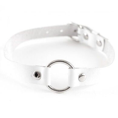 Элегантный чокер из натуральной кожи белого цвета