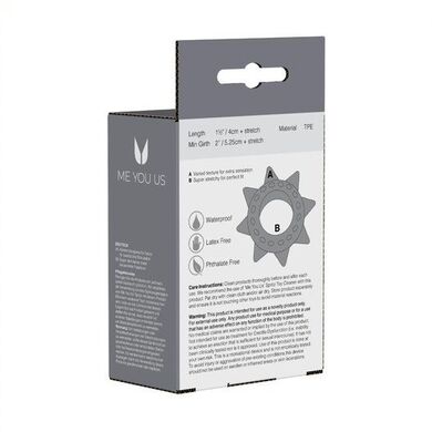 Набор чёрных эрекционных колец Me You Us Tickler Set Textured Ring Smoke