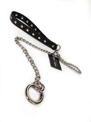 Поводок чёрный из натуральной кожи Erotoys Fetish line, Ero-145