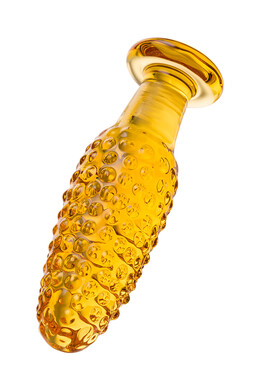 Желтая анальная втулка из стекла