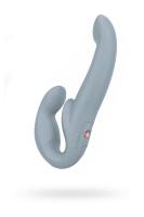 Анатомический перезаряжаемый безремневой страпон серый Fun Factory SHARE VIBE PRO