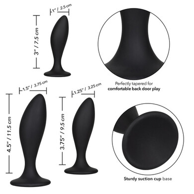 Набор чёрных анальных пробок Silicone Curve Anal Kit