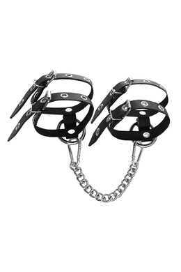 Оковы черные из натуральной кожи однослойные из двух ремешков Pecado