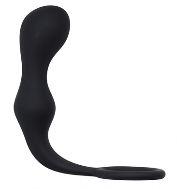 Эрекционное кольцо с анальной пробкой черное Double Pleasure Anal Plug