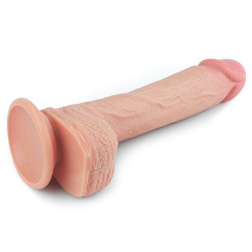 Фаллос на присоске с мошонкой Dual-layered Silicone Dildo 22 см