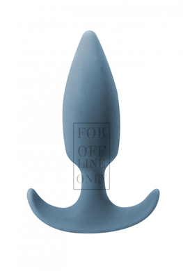 Анальная пробка голубая со смещенным центром тяжести Flash Glow