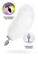 Анальная втулка со светящимся хвостом серебристая