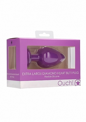 Анальная пробка фиолетовая Regular Diamond Heart Butt Plug