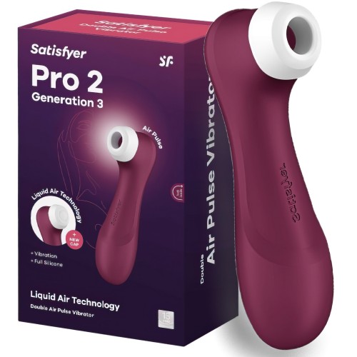 Вакуумно-волновой бесконтактный стимулятор бордовый Pro 2 Generation 3 Satisfyer