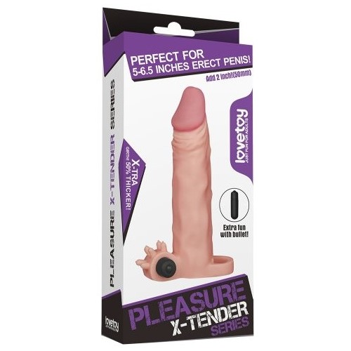 Удлиняющая насадка на пенис с вибрацией X-Tender Penis Sleeve + 6 см