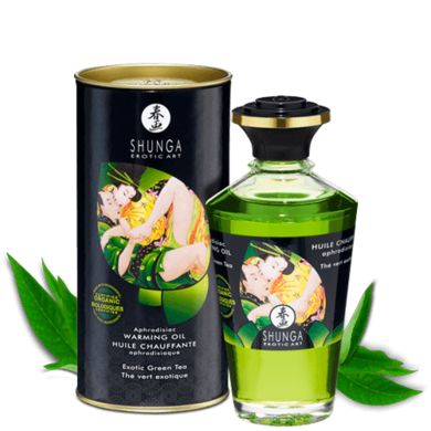 Съедобное разогревающее массажное масло с ароматом зеленого чая Shunga Organic Exotic Green Tea (100 мл)