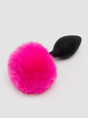 Анальная пробка силиконовая с розовым хвостиком Happy Rabbit, размер L