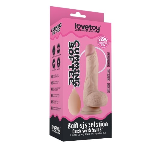 Фаллос с мошонкой Soft Ejaculation Cock с имитацией семяизвержения 20 см