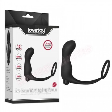 Анальная пробка с кольцом на пенис с вибро Ass Rasca