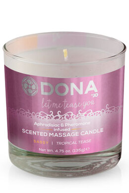 Массажная свеча с феромонами и афродизиаками "Страсть" DONA Scented Massage Candle Sassy Aroma: Tropical Tease (135 мл)