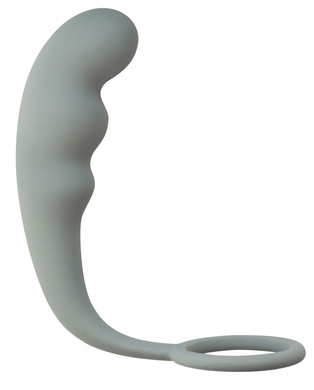 Анальный стимулятор с эрекционным кольцом серый Mountain Range Anal Plug