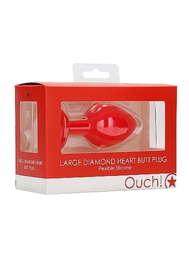 Анальная пробка красная Large Diamond Heart Butt Plug