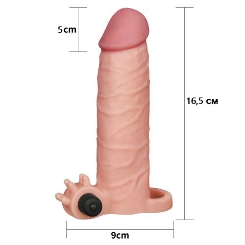 Удлиняющая насадка на пенис с вибрацией X-Tender Penis Sleeve + 5 см