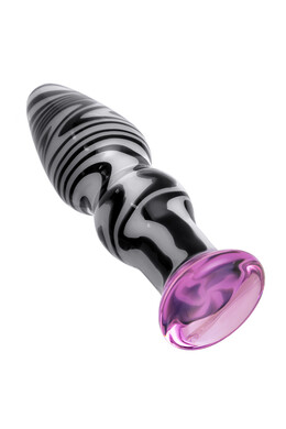 Анальная втулка из стекла бело-черная